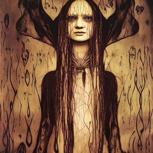 Sinister Mona Lisa Reimagined as Dark Fantasy Art