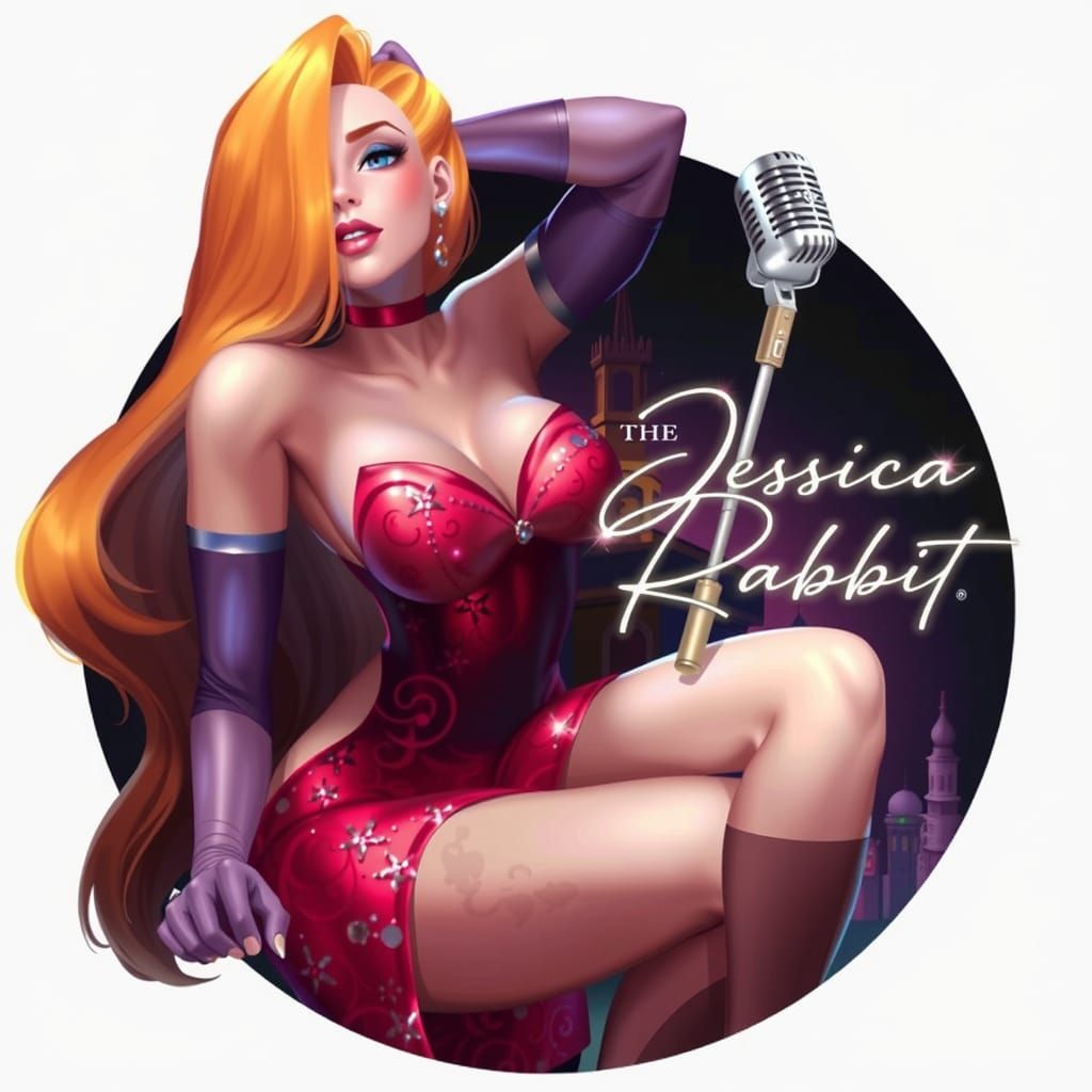 Sultry Anime Siren Posing in High-Contrast Style