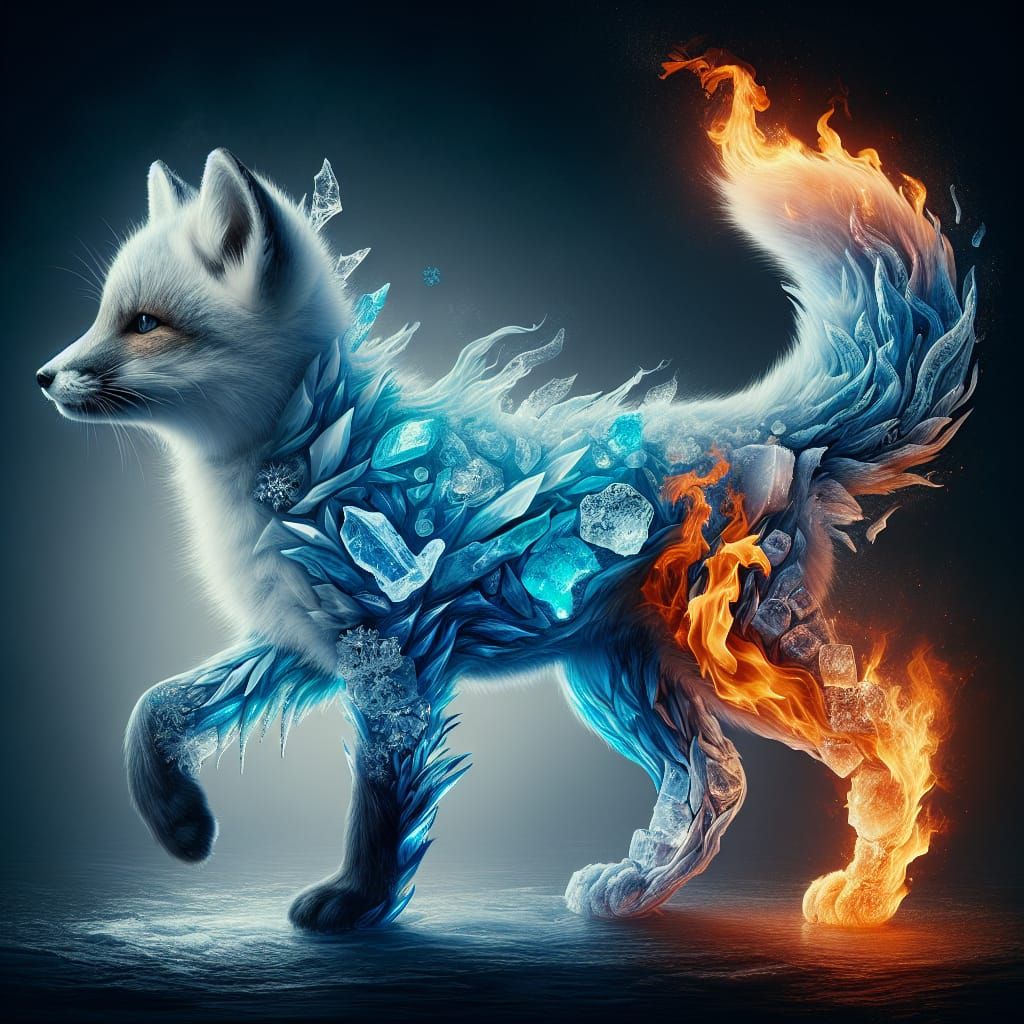 Majestic Ice Flame Fox Embodies Dualities