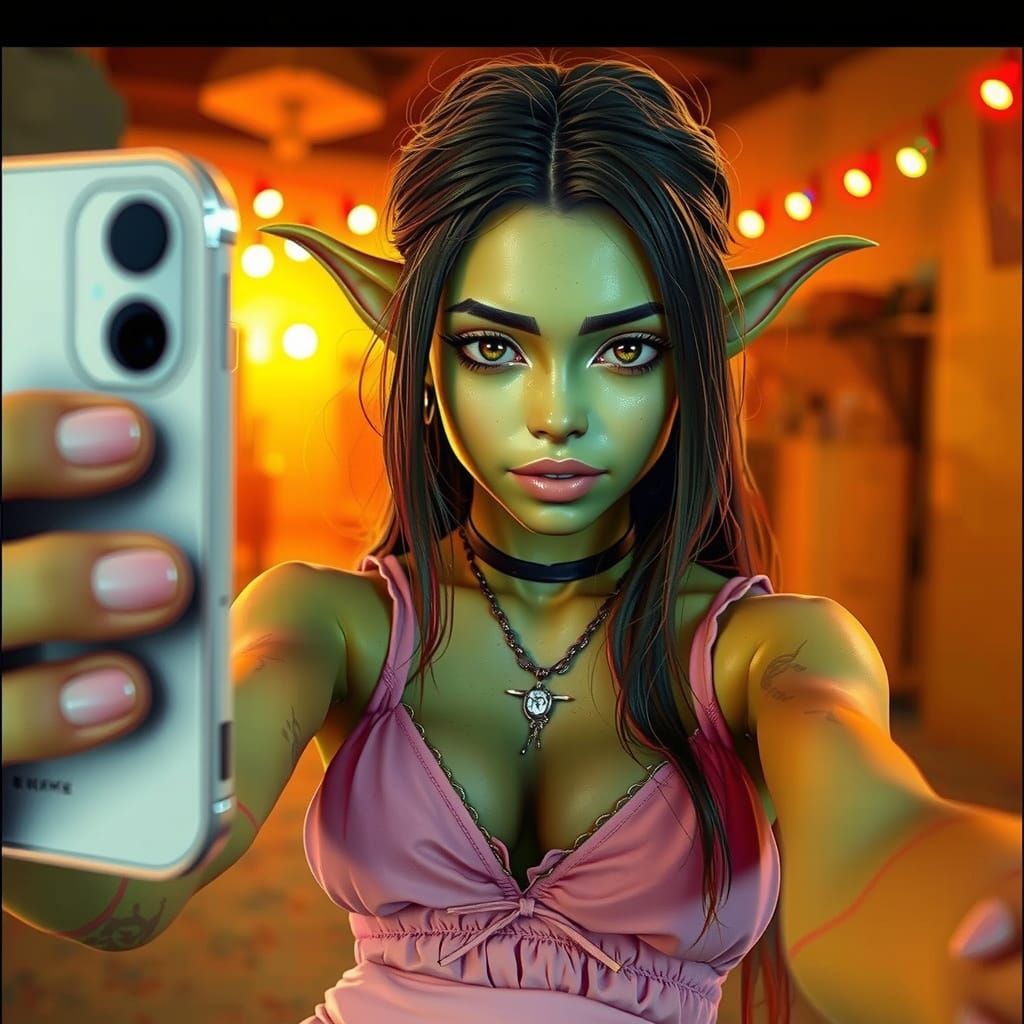 Ethereal Goblin Girl Captured in Triadic Color Harmony