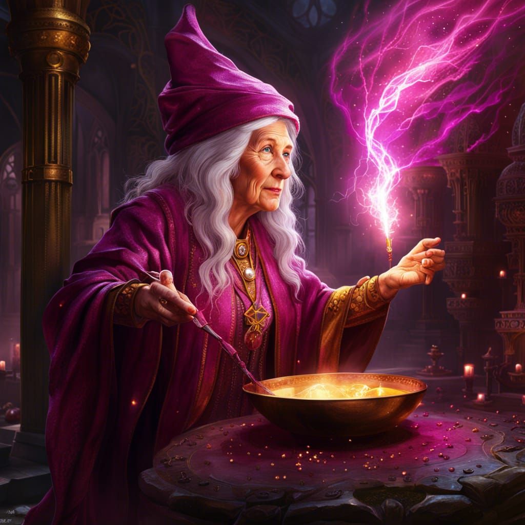 Gnome Wizard Casting Spell, Fantasy Concept Art