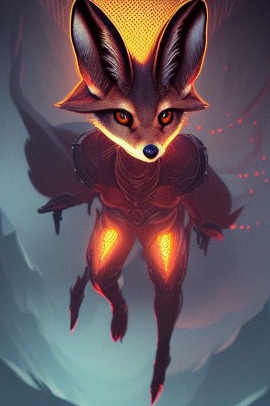 Sinister Fennec Fox with Glowing Eyes