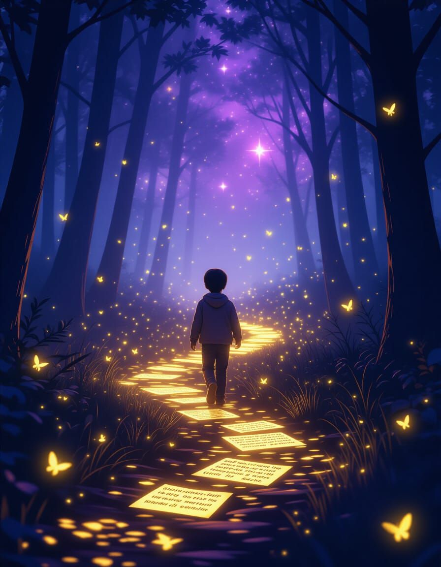 Enchanted Forest Path: A Whimsical Fantasy Scene