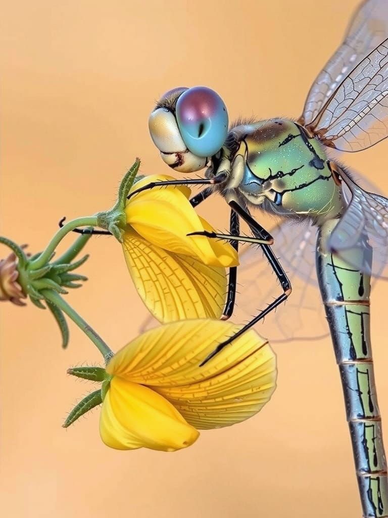 Whimsical Dragonfly in Vibrant Floral Bloom