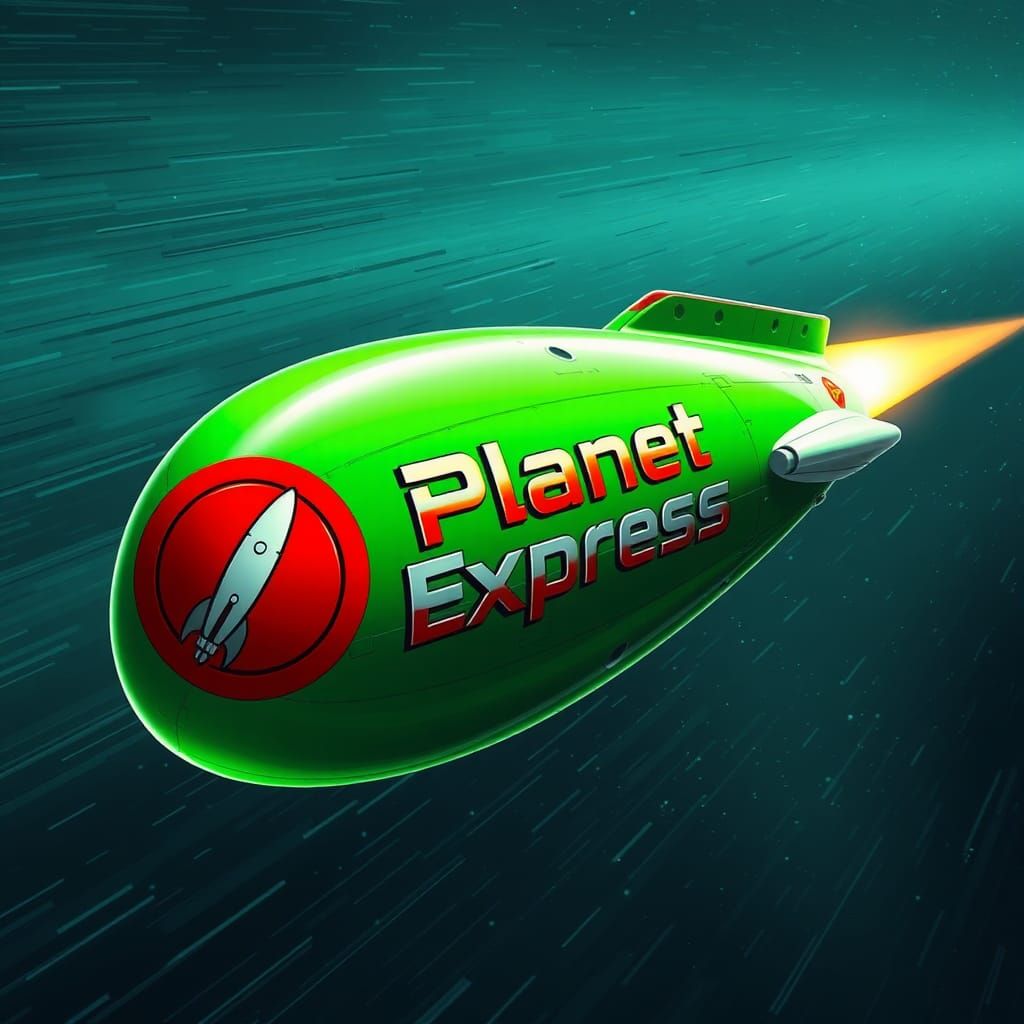 Planet Express Ship Soaring Through Space