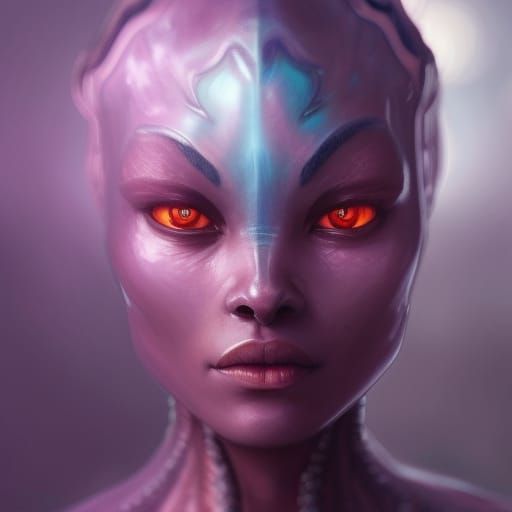 Beautiful Alien Asari Adept Concept Art Portrait