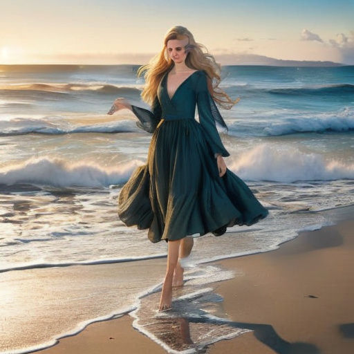 Realistic Beach Model Posing for Photoshoot