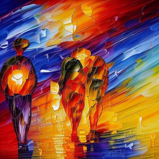 Vibrant Immortality Struggle in Expressionist Oil Painting