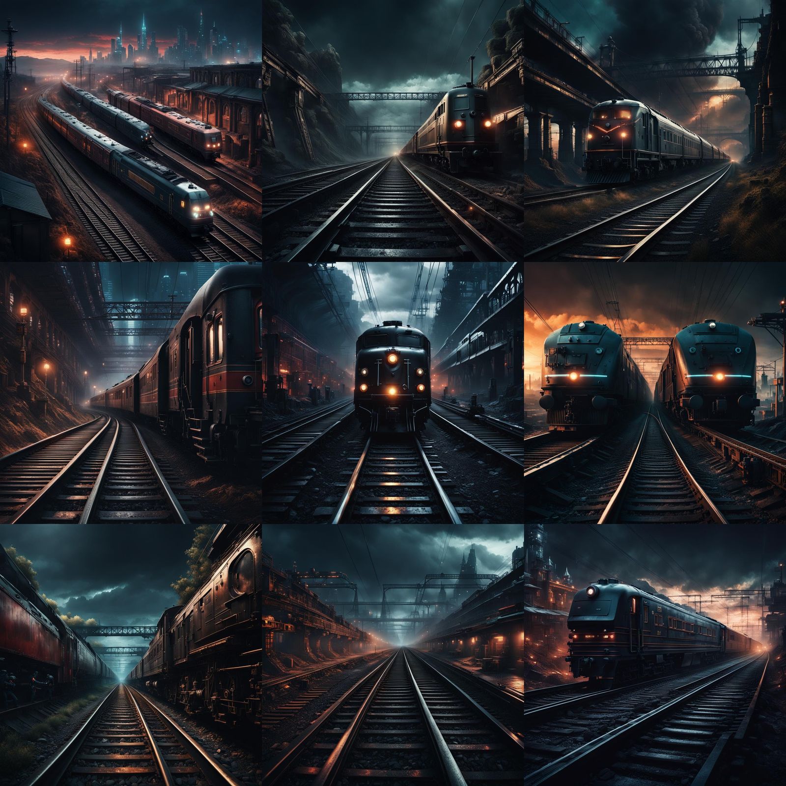 Dark Cyberpunk Railroad: Digital Matte Painting