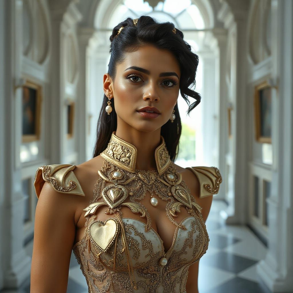 Portrait of Cuban Woman with Ornate Bodice in Fantasy Realis...