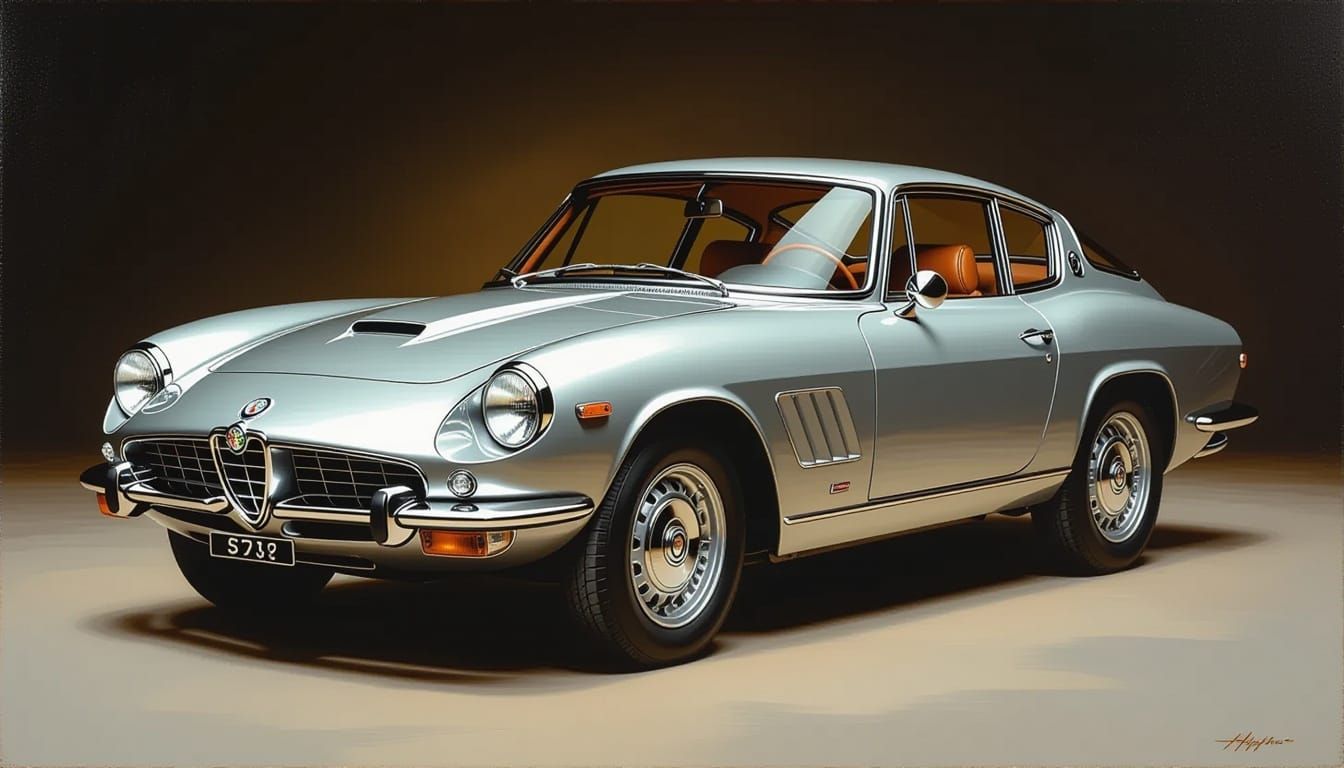 Hyperrealistic 1972 Alfa Romeo Coupe in Holbein Style