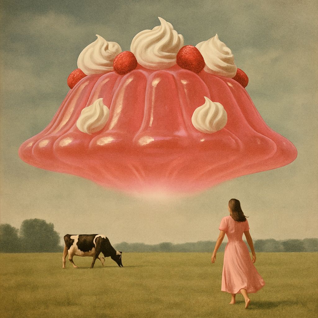 Surreal Pink Spaceship Collage in Hipgnosis Style