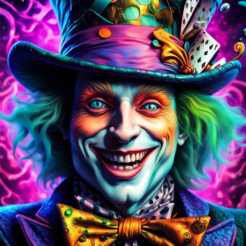 Laughing Mad Hatter in UV Color, by Pablo Amaringo