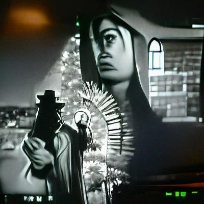 Our Lady of Guadalupe in Film Noir Style