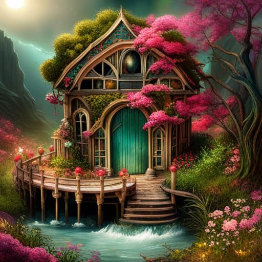 Cute Abandoned Fantasy House in Nature