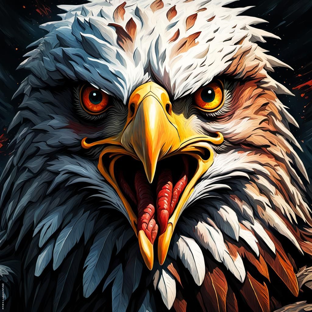 Grotesque Eagle: A Gothic Impressionist Masterpiece