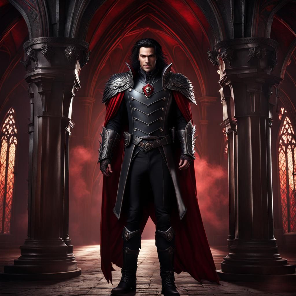 Vampire Count in Raven Armor, Detailed Digital Art