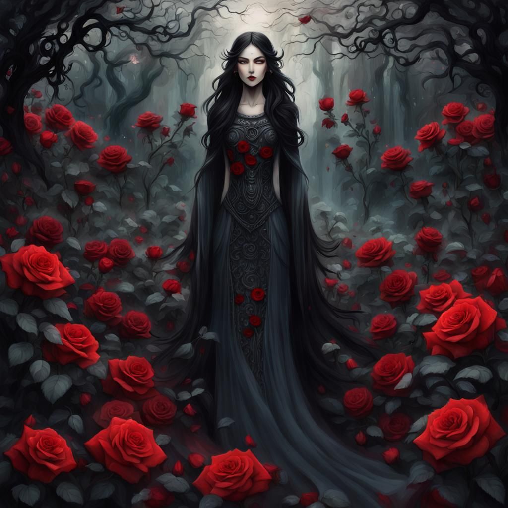 Goddess of the Underworld in a Rose Garden