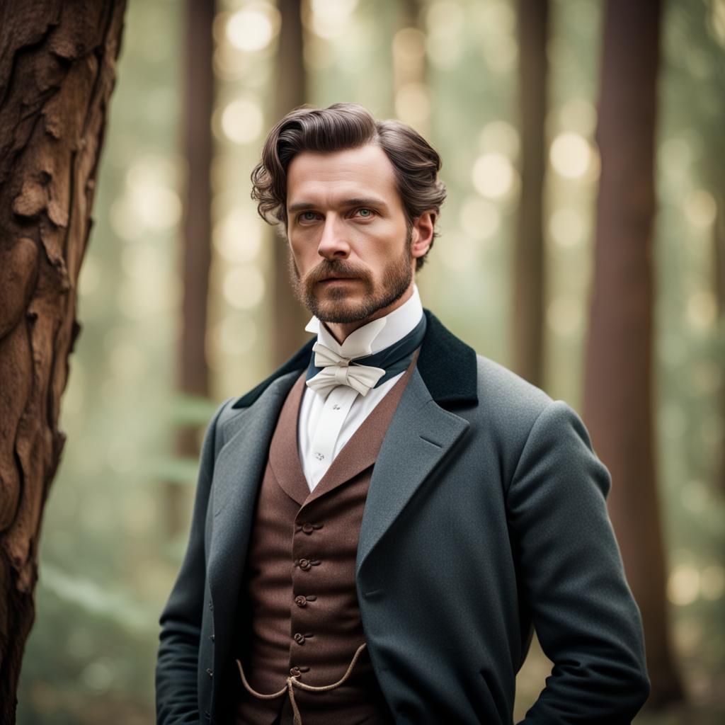 Victorian Man in Forest: Professional Photography