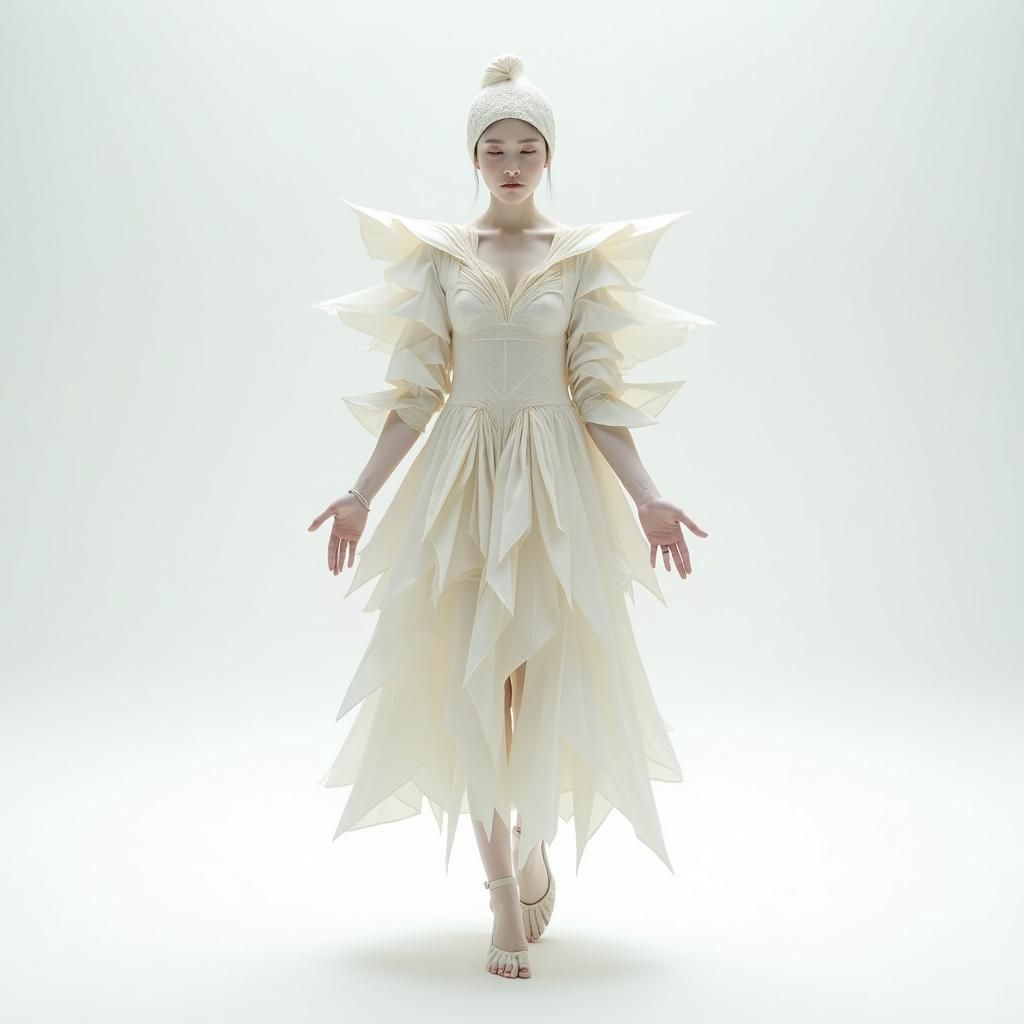 Floating Origami Figure in Dreamlike Digital Art