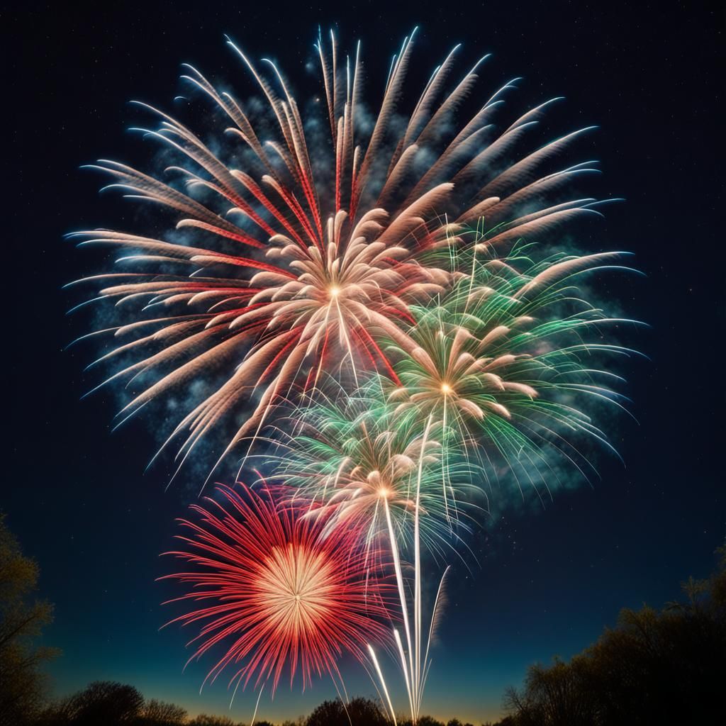 Galactic Fireworks Explode in a Surreal Night Sky