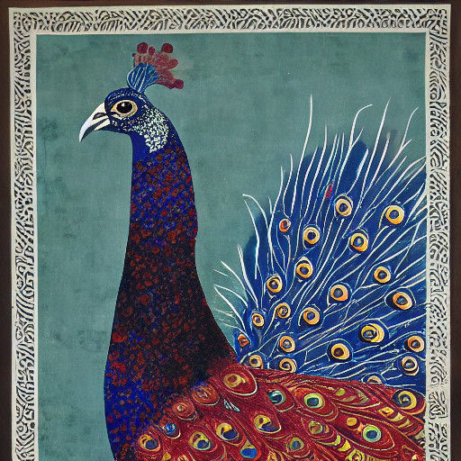 Elegant Peacock in Vibrant Batik Art