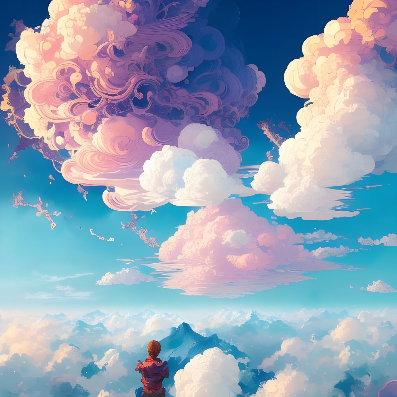 Japanese Cloudscape in Photoillustration Style
