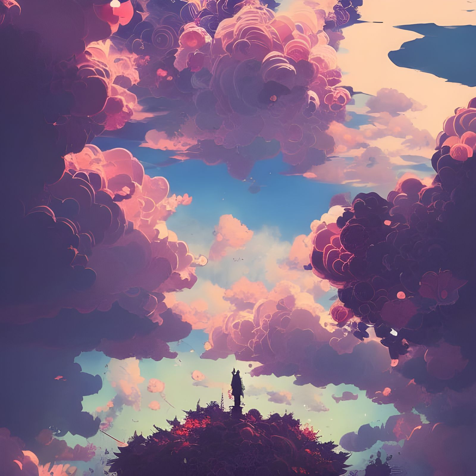 Japanese Cloudscape Photoillustration in Detailed Style