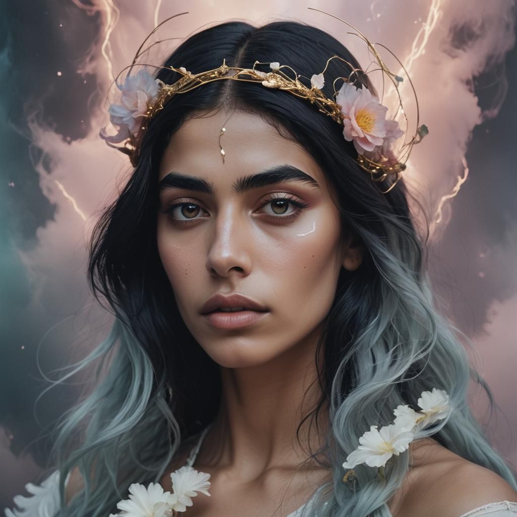 Sevdaliza as a Mystical Goddess in Surreal Portrait