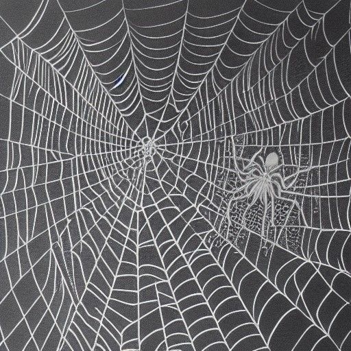 Hyperdetailed Charcoal Drawing of a Spider Web