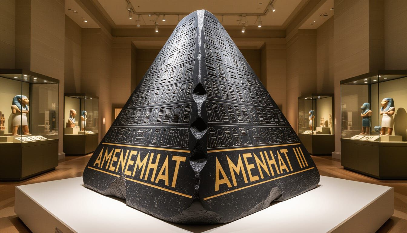 Ancient Egyptian Pyramid Stone Displayed in Museum