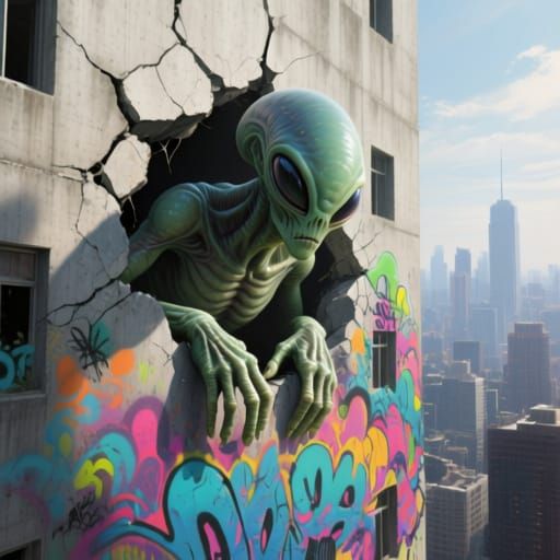 Surreal Alien Emergence in Hyperdetailed Matte Painting