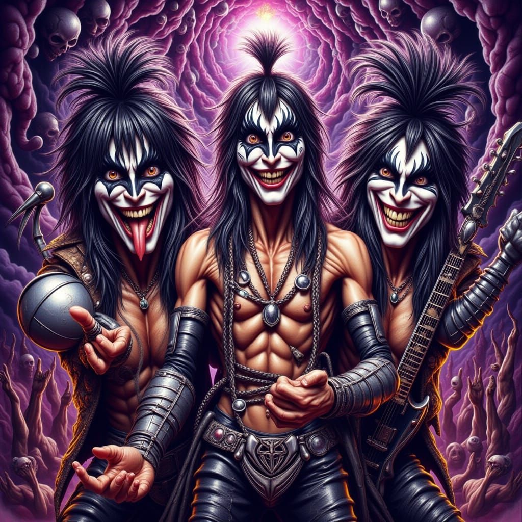 Electric KISS Performance in Vibrant, Dreamlike Style