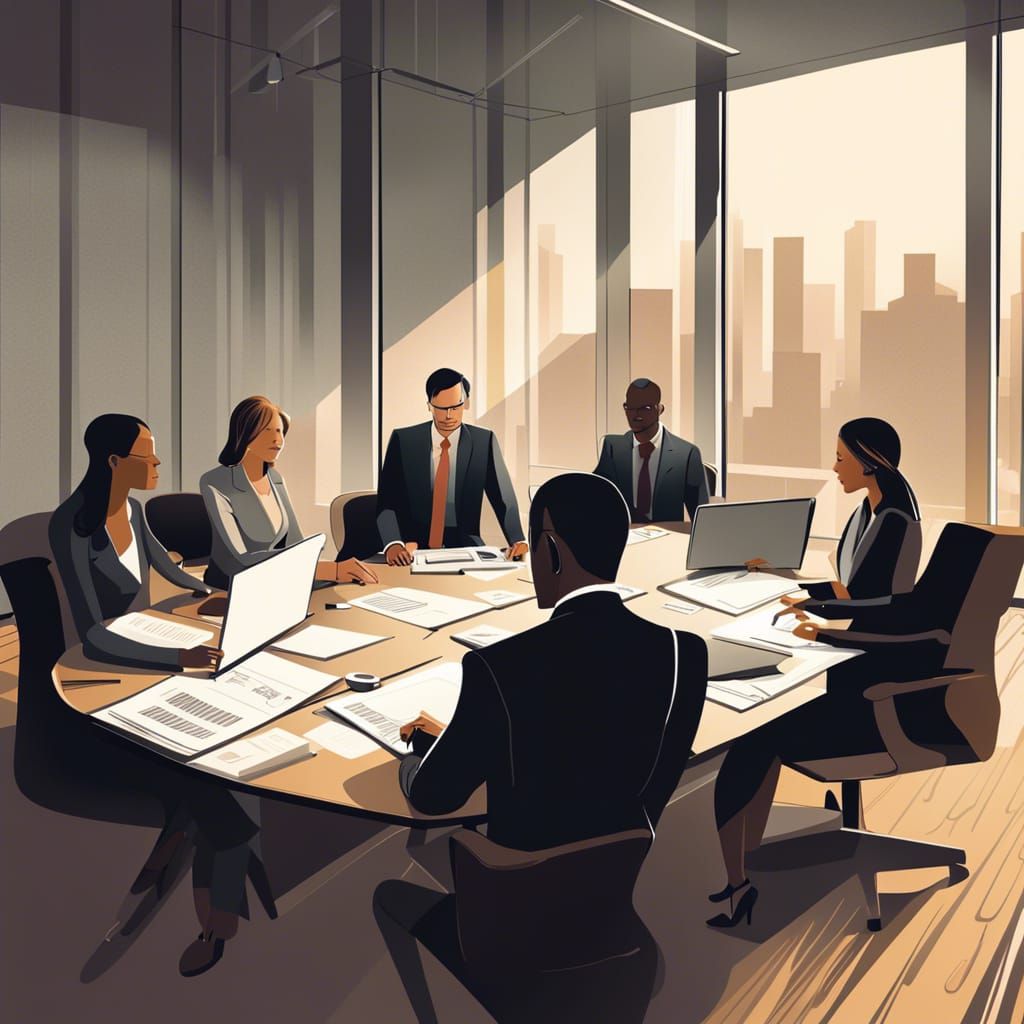 Corporate Team Discussing Plans in Modern Office