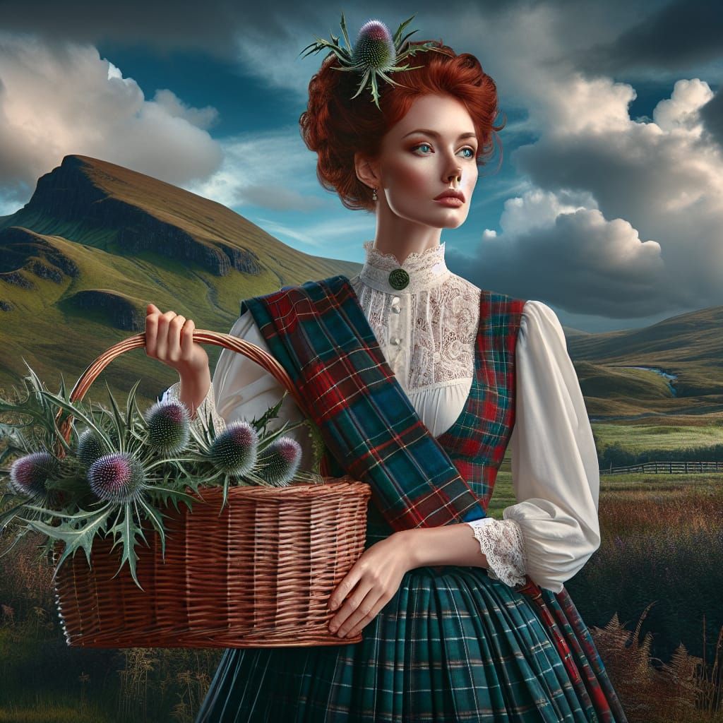 Scottish Woman in Traditional Highland Dress