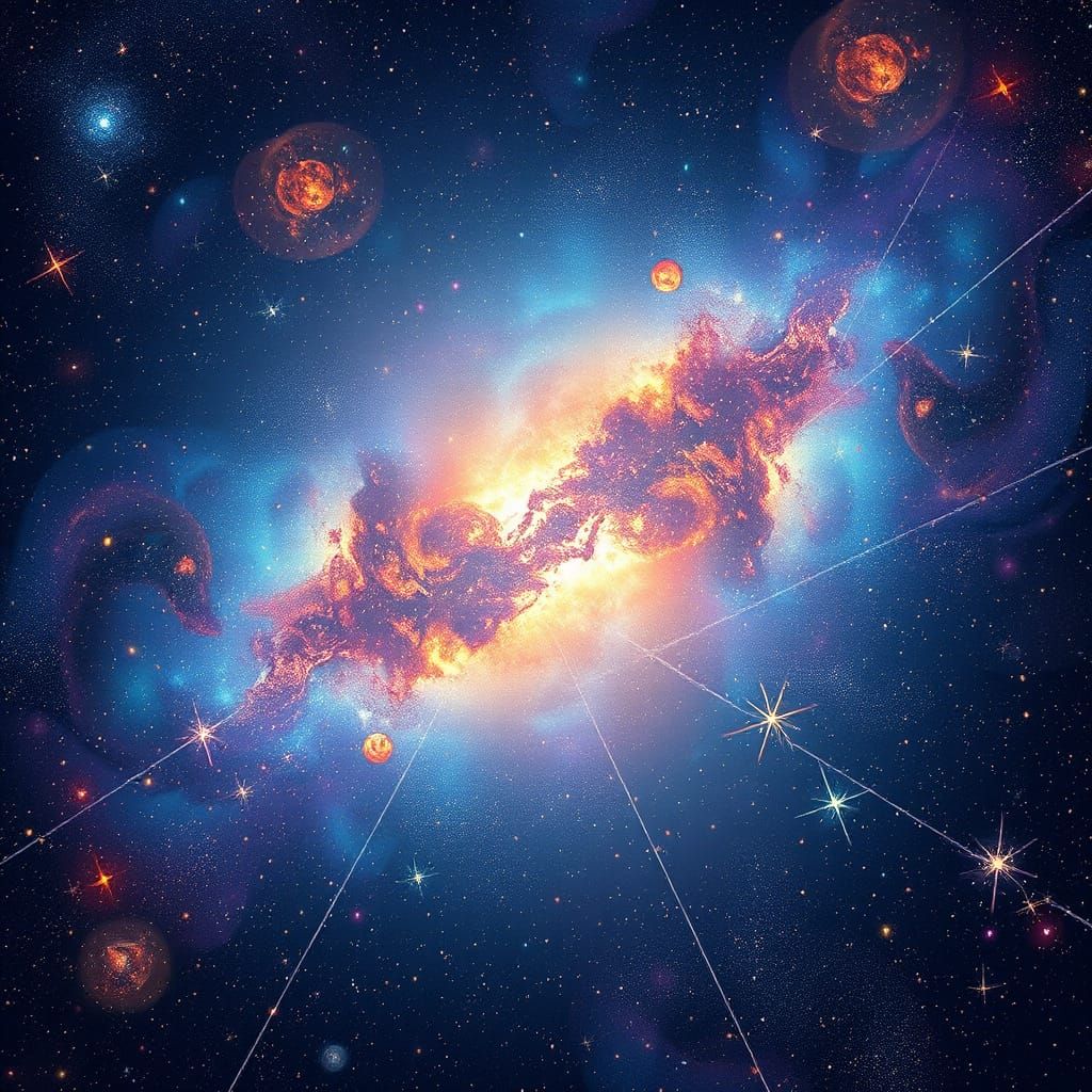 Galactic Holographic Cosmic Illustration in Vibrant Colors