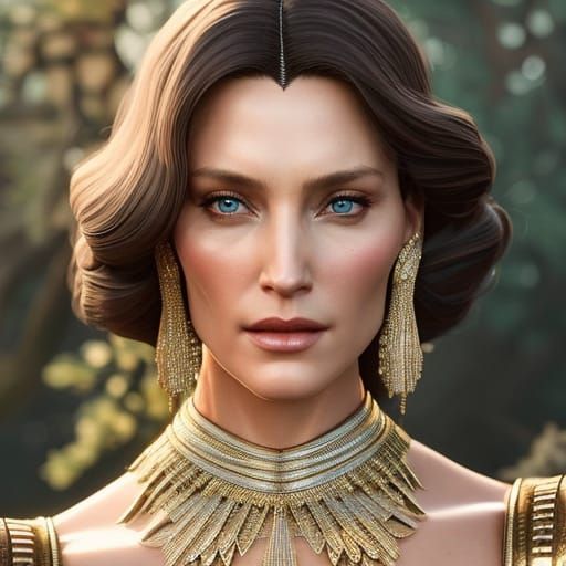 Regal Noble Woman in Ornate Armor, Hyperdetailed Art