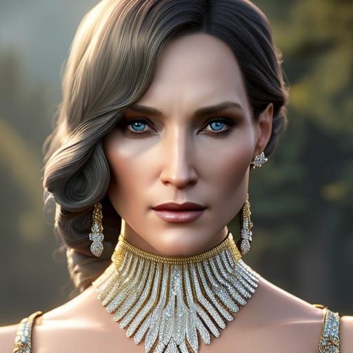 Regal Lady in Knightly Armor: Hyperdetailed Portrait