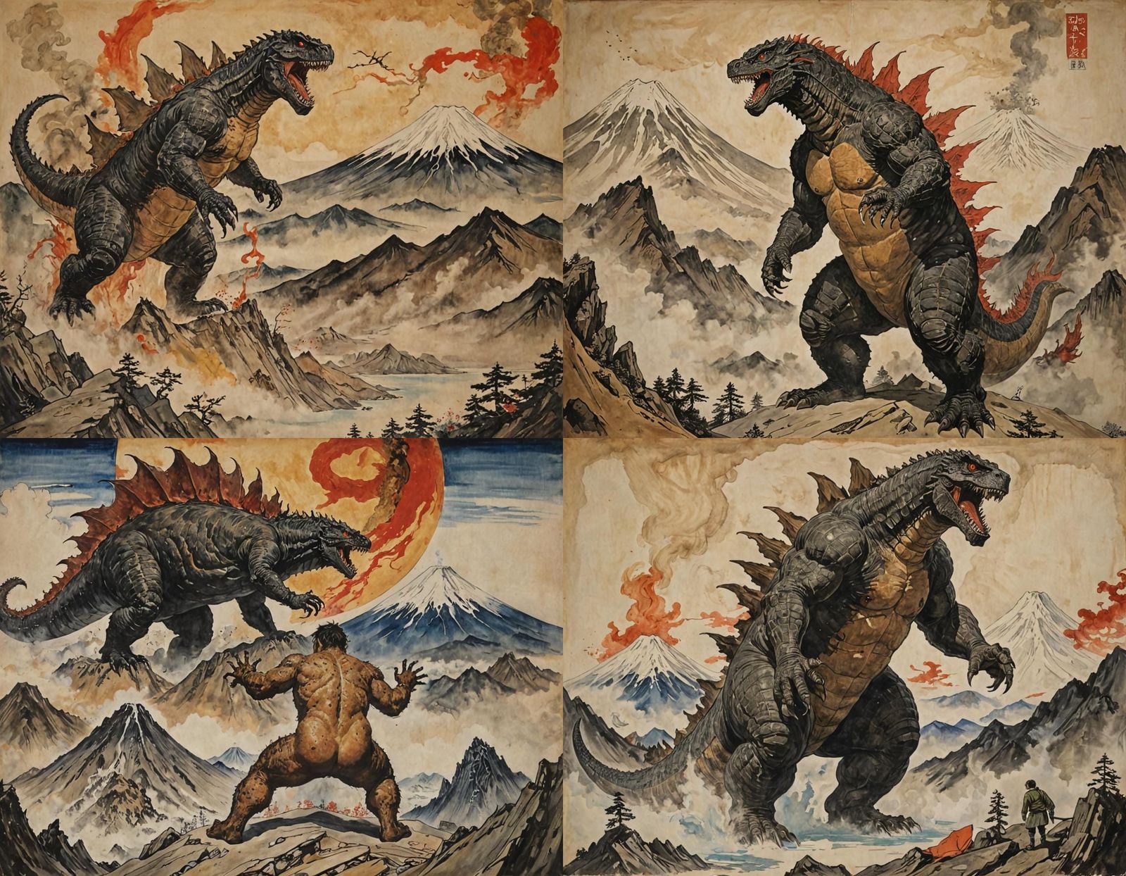 Godzilla's Surreal Terror on Mount Fuji
