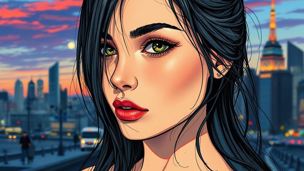 Surreal Anime Portrait of a Serene Evening Scene