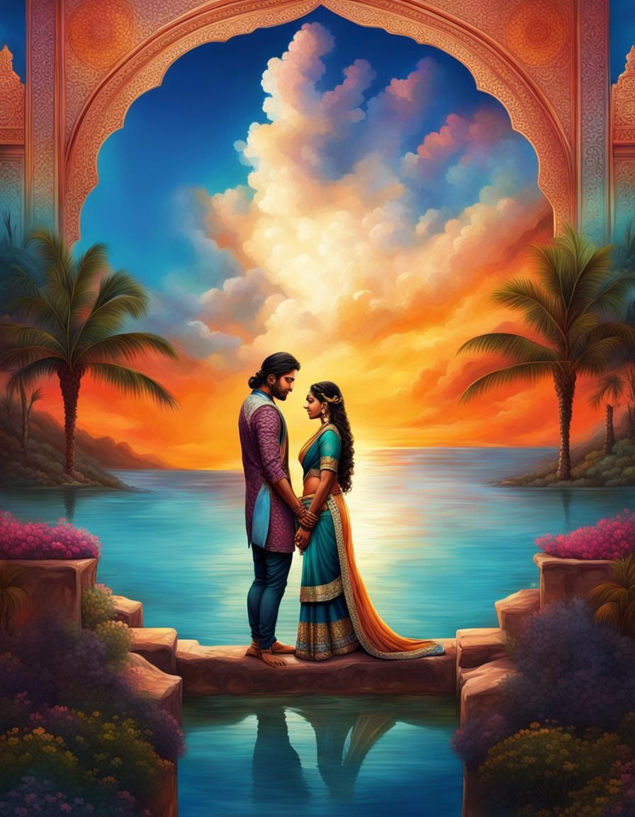 Romantic Indian Scene in Detailed Matte Painting