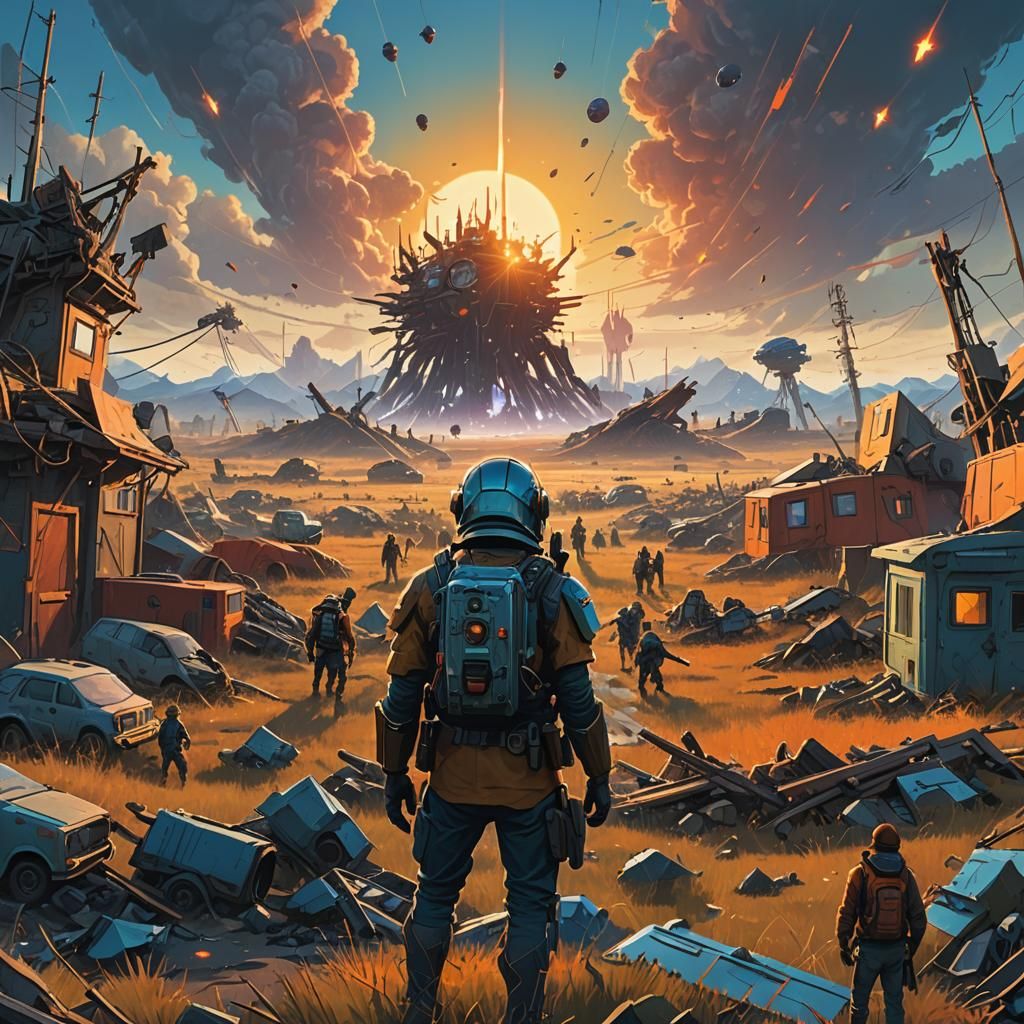 Chaotic War Scene with Blank Canvas Concept Art