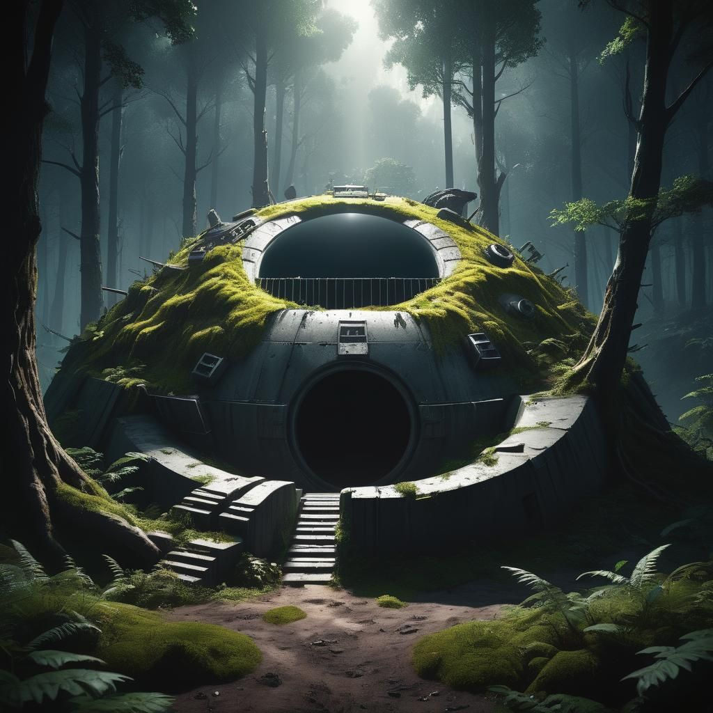 Magical Forest Bunker Under Mystical Black Sun