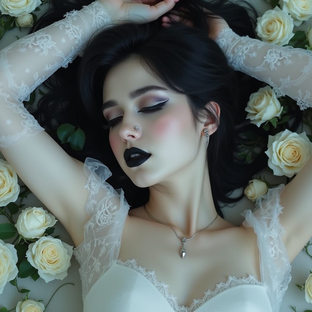 Ethereal Gothic Beauty in a Dreamlike Atmosphere