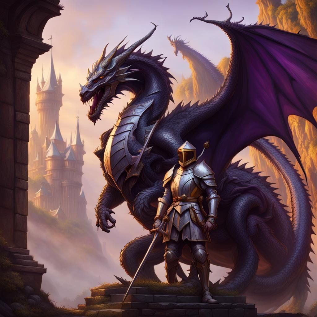 Knight on Dragon: Dark Fantasy Concept Art