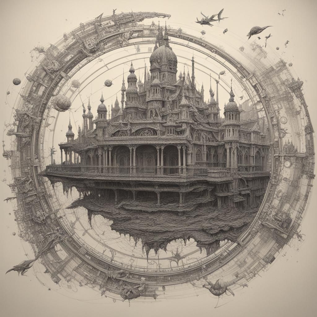 Surreal Nexus of Time and Space in Digital Art