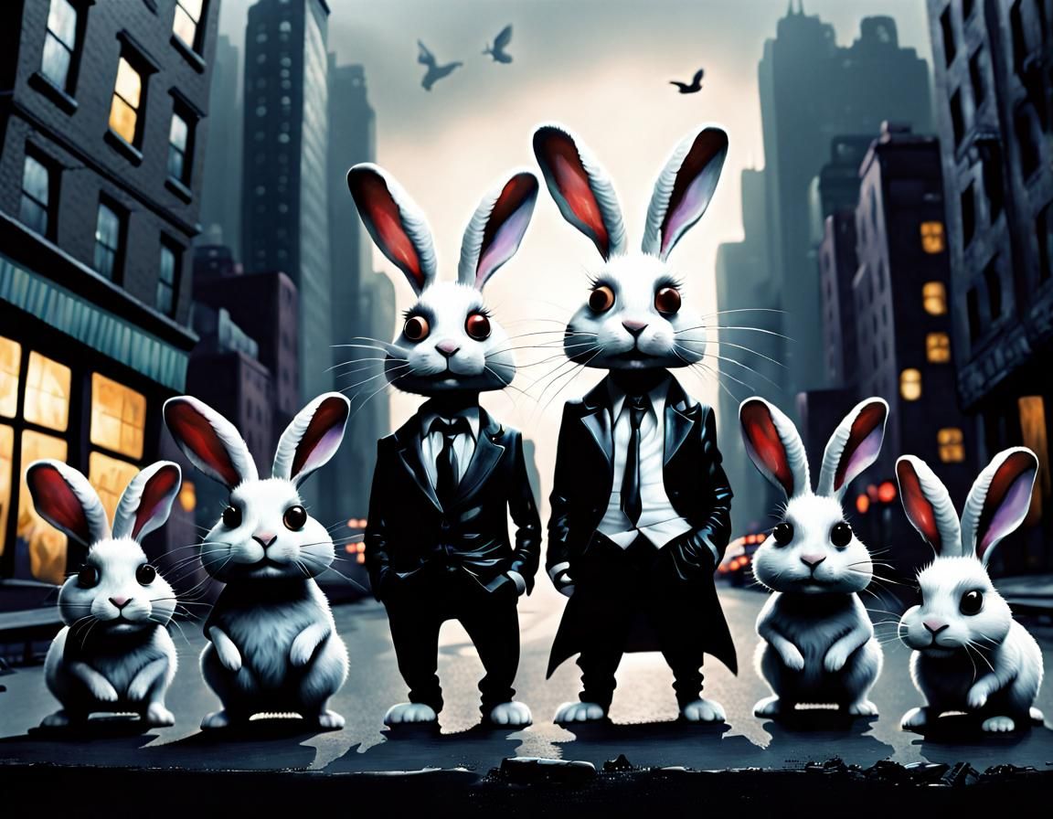 Killer Rabbits Attack the City, Fantasy Art