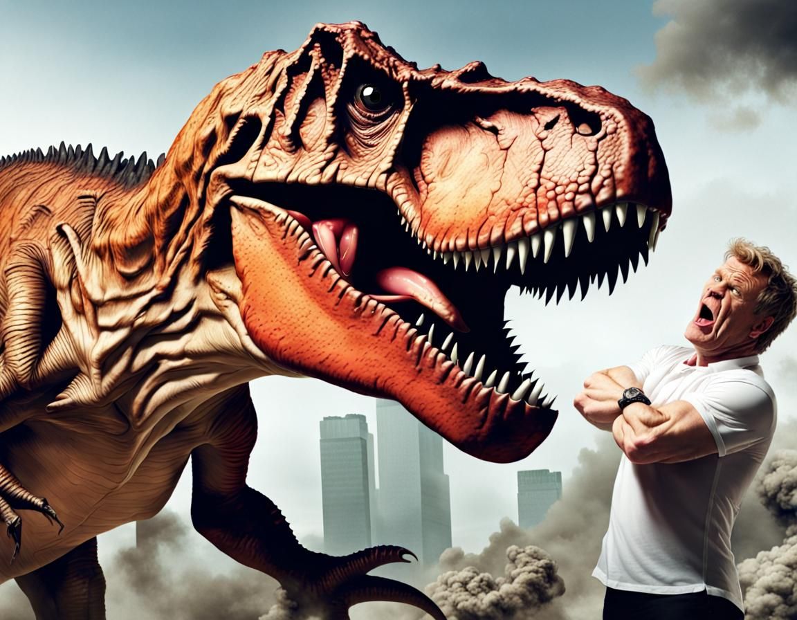Angry T-Rex with Gordon Ramsay Face