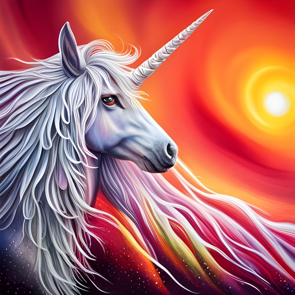 Vibrantly Colored Glitter Unicorn Graffiti Art