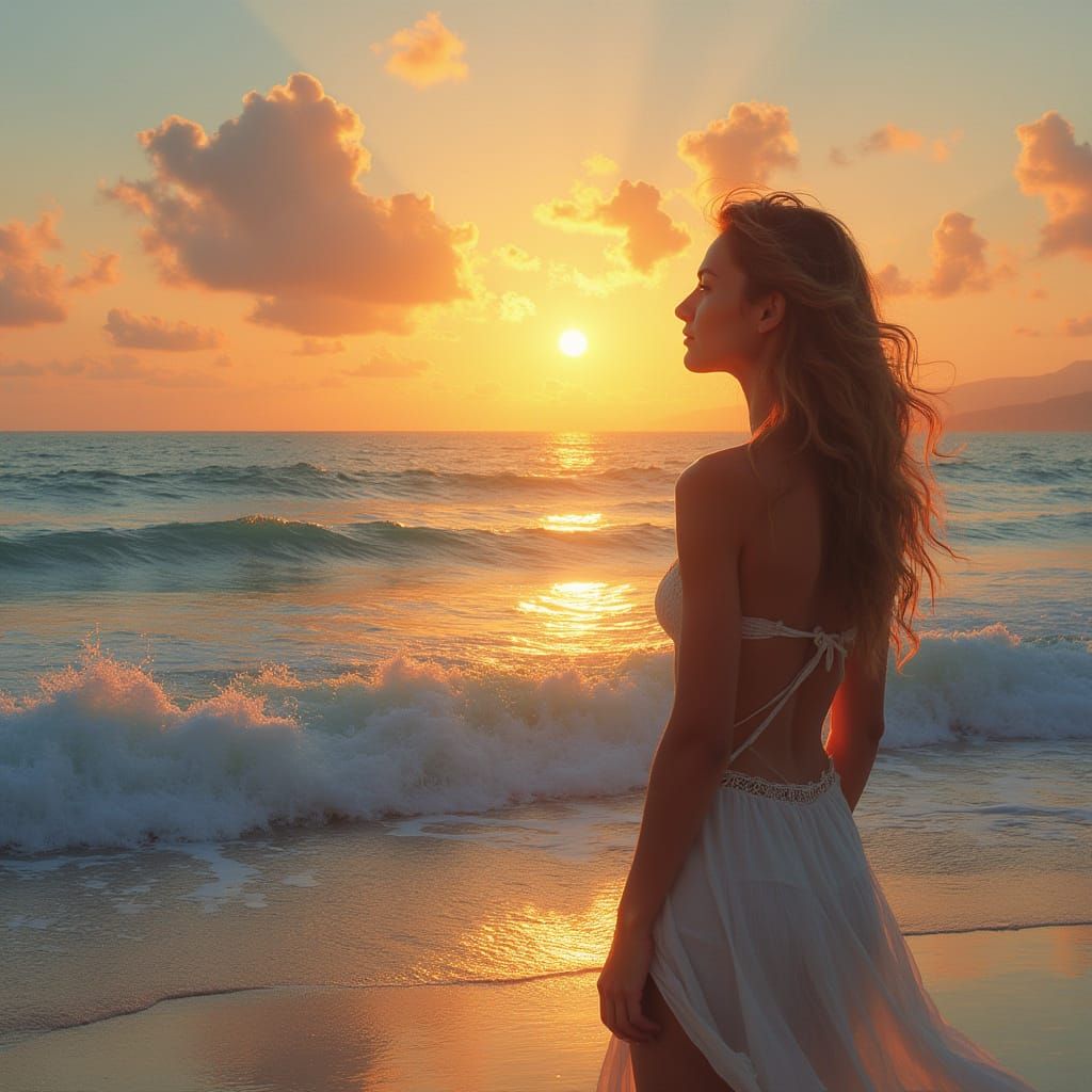 Serene Sunset Landscape in Soft, Dreamy Brushstrokes